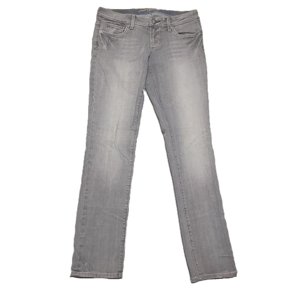 American Eagle Skinny 77 Jeans Womens Size 8 Stretch Low Rise Grey Pants
